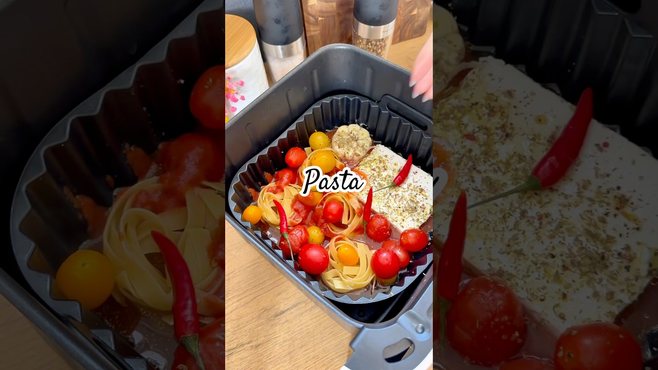 Air Fryer Feta & Tomato Pasta with a Hint of Garlic 🍅🧄 Air Fryer Feta & Tomato Pasta with a Hint of Garlic 🍅🧄