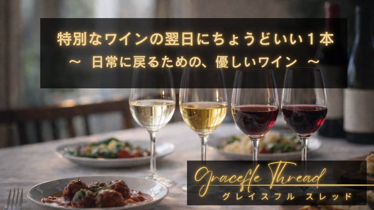 特別なワインの翌日にちょうどいい1本~日常に戻るための、優しいワイン🍷~ 特別なワインの翌日にちょうどいい1本~日常に戻るための、優しいワイン🍷~