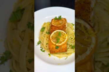 Baked Lemon Butter Salmon w/ Lemon Fettuccine #food #explore #fyp #homecuisine #cooking #foodie