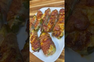 Bacon wrapped Italian sausage and cheddar jalapeños #recipes #shorts #jalapeño