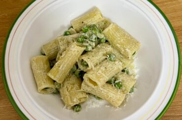 Peas and Pesto Rigatoni