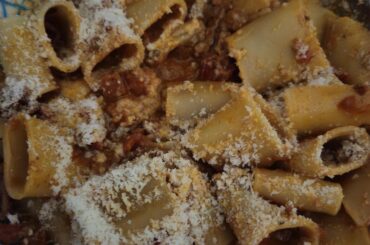 Slow cooked bolognese with paccheri