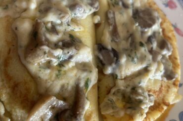 Mushroom and goat cheese crepes!