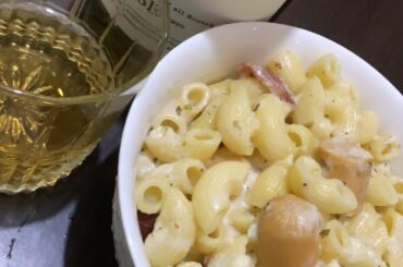 Chicken sausage and bacon cheese pasta I made :-3