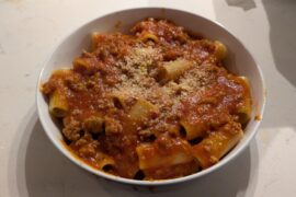 Mild Sausage Meat Sauce with Rigatoni