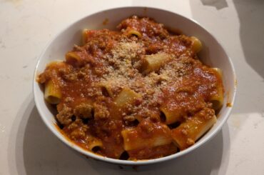 Mild Sausage Meat Sauce with Rigatoni