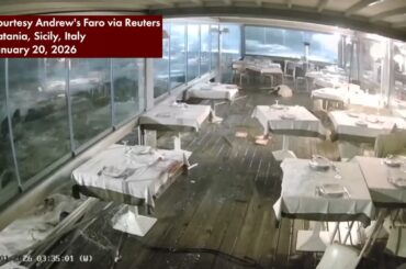 Storm surge, sumalpok sa isang restaurant sa Sicily, Italy