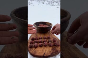 Better than a restaurant? ❄️ This outdoor meatball soup is a 10/10. #outdoorcooking #asmr #shorts