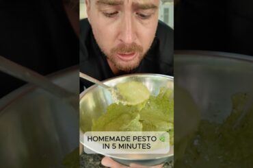 Homemade Pesto in 5 Minutes 🌿 ✅ #homemadepesto #pestorecipe #basilpesto