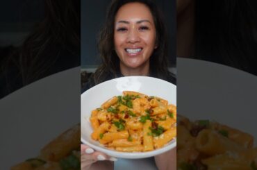 dinner tonight is creamy gochujang pasta with shrimp…