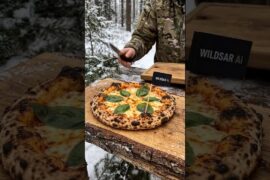 Pizza in ice and mountains #outdoorcooking #food #cooking #recipe