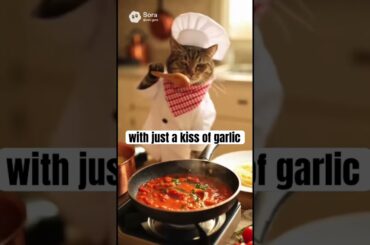 Cat gets Italian while cooking pasta #cat #cooking #kids #kitten #catplay
