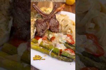 Mammah! I had interesting dream I made us Lamb Chops, Lobster and Creamy Pasta