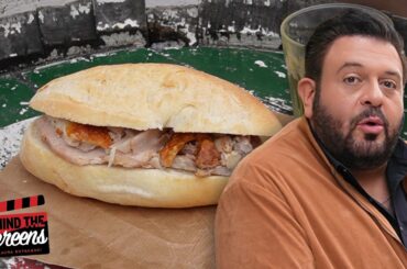 We go behind the scenes of Adam Richman Eats Italy and take a look at the porchetta sandwich