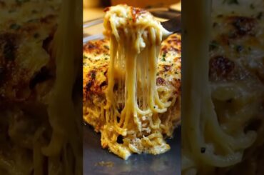 Baked Cream Cheese Spaghetti Casserole #youtubeshorts #food #bonnecuisine #explore #recipe