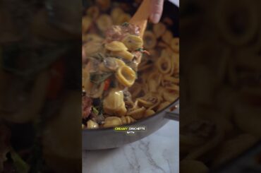 Creamy mushroom and sausage orecchiette #chefromainavril