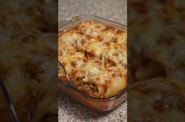 🍝 Cheesy Spaghetti Stuffed Shells (Easy Baked Dinner)