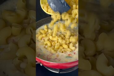 Creamy White Pasta ASMR 🍝🤍 | Satisfying Cooking Sounds #shorts #whitepasta #whitesaucepasta #pasta