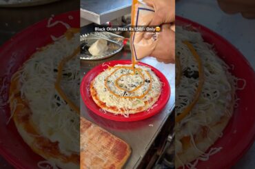 Street Style Veg Black Olive Pizza🤤#youtubeshorts #trending #viralvideo #veg #pizza #streetfood