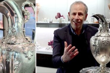 Italian Silver Wine Ewer and Presentation Plate - Vintage Circa 1950