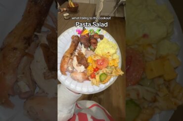 fav side to show up with at the bbq — Pasta salad 🥗🥒🧀 💖#pastasalad #cooking #recipe #bbq #fyp