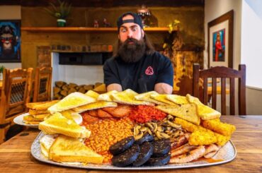 ONLY 18 MINUTES TO FINISH THIS FULL ENGLISH BREAKFAST CHALLENGE! | BeardMeatsFood