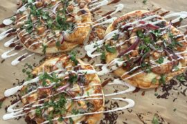 Homemade naan bread for BBQ chicken PIZZA!