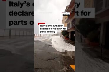 CCTV Captures Waves Crashing Into Restaurant During Powerful Mediterranean Storm