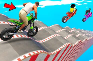 SHINCHAN AND FRANKLIN TRIED THE IMPOSSIBLE GIANT BUMPY CURVY ROAD TRACK PARKOUR CHALLENGE GTA 5