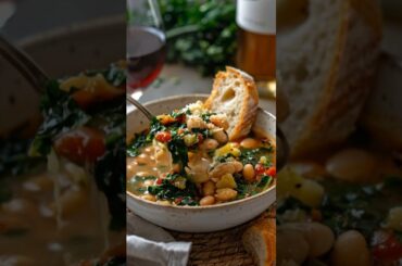 Classic Italian Cucina Povera.  Escarole and beans. Recipe in comments 👇