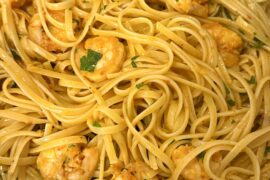 Pur V day dinner garlic shrimp pasta