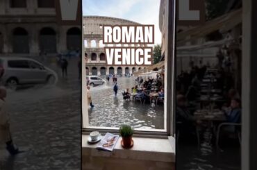 Rome floods: boats crashing into restaurants at Colosseum #windowneighbor #italy #flood #roma