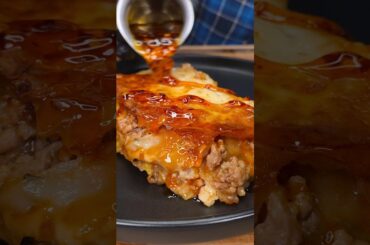 Cheese And Dumplings Collide Into Loaded Lava Layers!🥟 #shorts #dumpling #lasagna #chinesenewyear