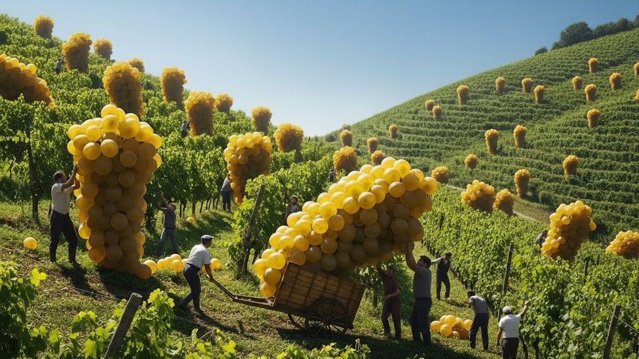 Italian Vineyard Harvesting 100 Tons of Prosecco Grapes on the Steep Hills of Valdobbiadene Italian Vineyard Harvesting 100 Tons of Prosecco Grapes on the Steep Hills of Valdobbiadene
