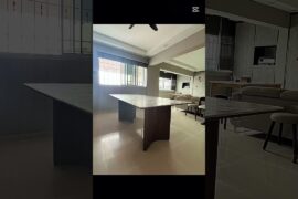 Customised 200x100cm Matte Travertine Sintered Stone Dining Table | Luxury Italy Modern Design