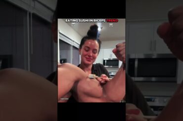 Eating Sushi In Biceps Trend 💀🤯 #fyp #shorts #tiktok