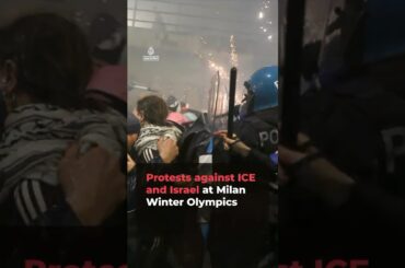 Protests against ICE and Israel at Winter Olympics in Milan | AJ#shorts