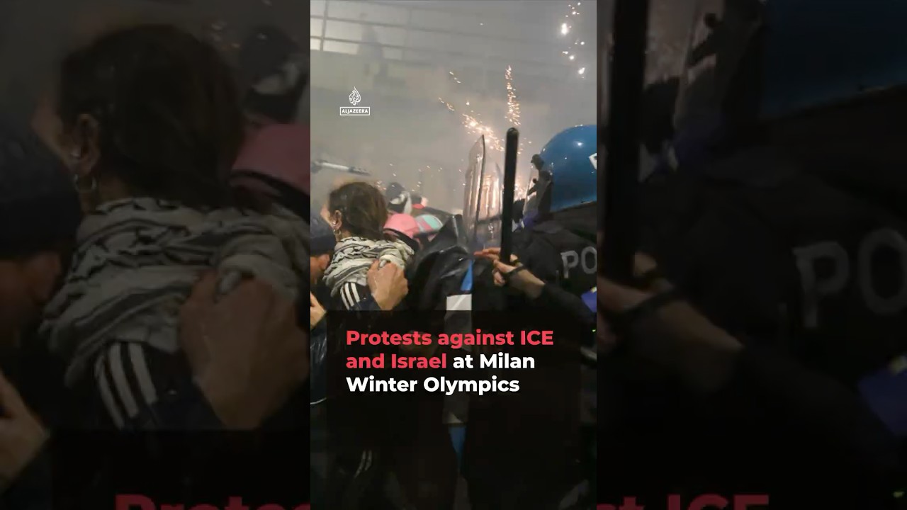 Protests against ICE and Israel at Winter Olympics in Milan | AJ#shorts Protests against ICE and Israel at Winter Olympics in Milan | AJ#shorts