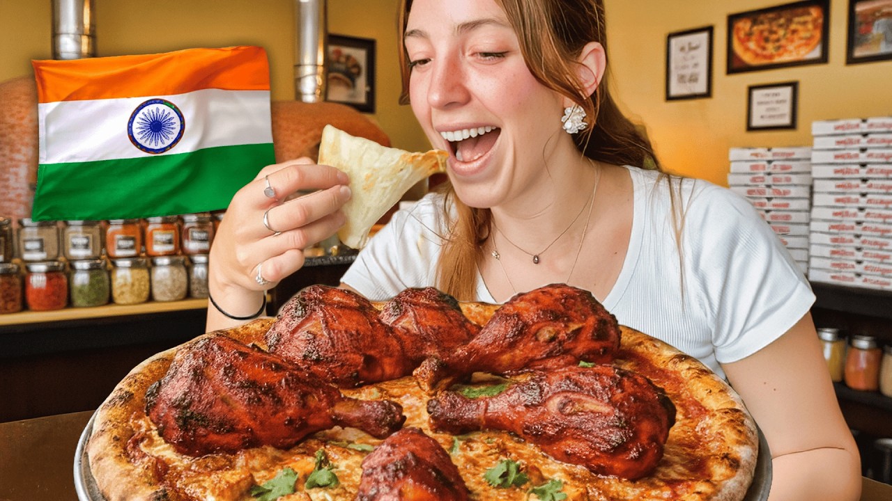 Italian Girl Tries Indian Pizza 🇮🇳🍕 Italian Girl Tries Indian Pizza 🇮🇳🍕
