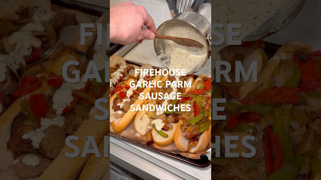 Garlic Parm Sausage Sandwiches a nice twist on Sausage pep and onion sandwiches #dinnerideas #recipe Garlic Parm Sausage Sandwiches a nice twist on Sausage pep and onion sandwiches #dinnerideas #recipe