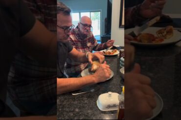 I’m having Italian sausage and a piece of toast, toasted rye bread..my dad’s having chicken Parmesan