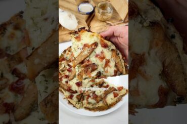 Healthy Broccoli Crust Chicken Alfredo Pizza 🍕🥦😋