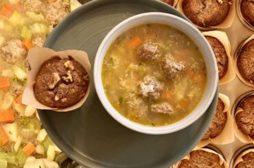 Italian Fennel Meatball Soup Recipe | Sourdough Banana Bread Muffins (Walnut & Plain)