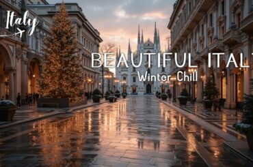 Italian Winter Music for Christmas Dining ~ Relaxing Ambience & Milan Cathedral Scenery