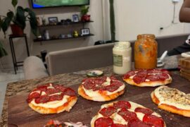 A night of homemade grilled pizza and soccer