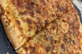 4 cheese in the oven on an aluminum pan