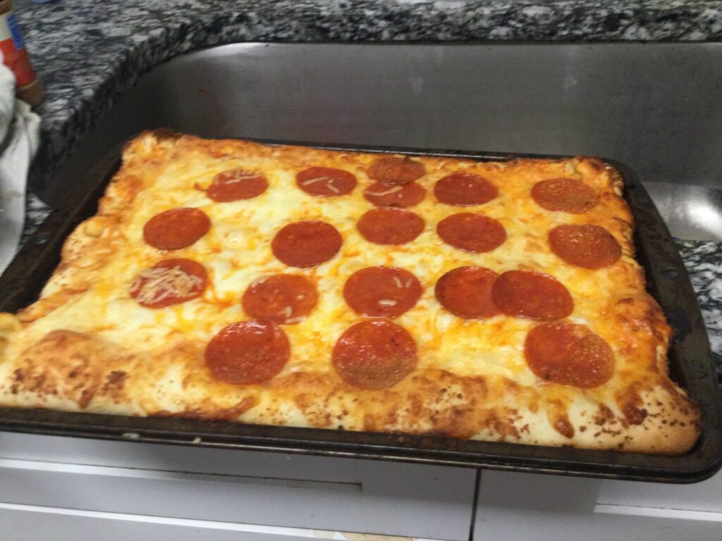 Just some pepperoni pie that is homemade and I made it yesterday