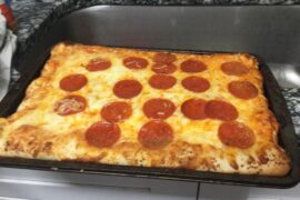 Just some pepperoni pie that is homemade and I made it yesterday