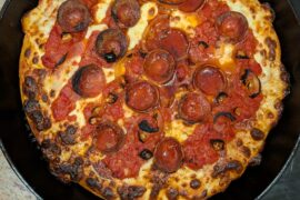 First attempt at a cast iron pizza. A little messy but very tasty.