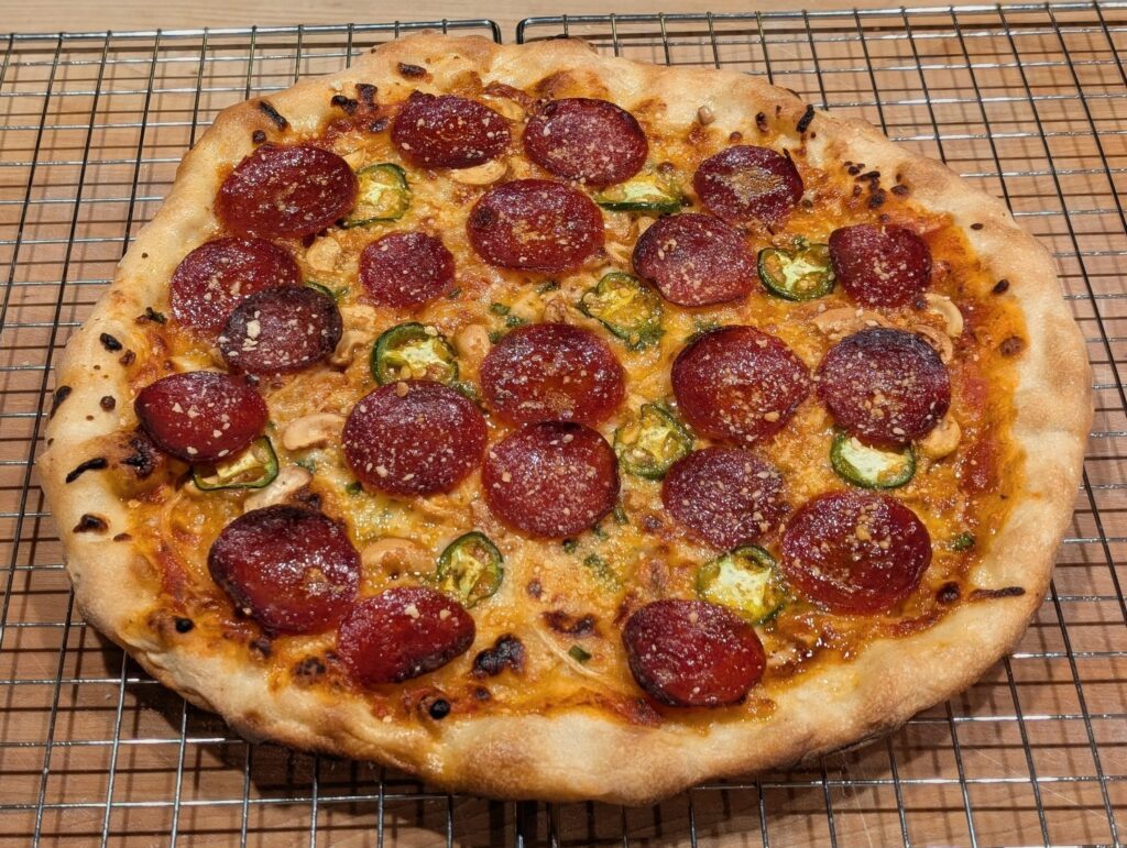 Homemade pepperoni, jalapeno, onion and cashew